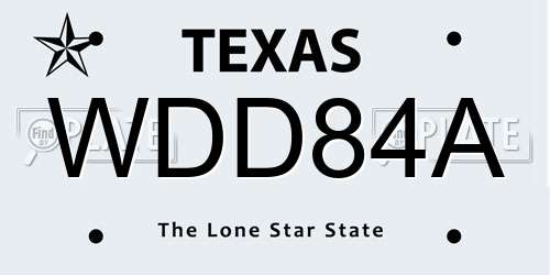 WDD84A Texas License Plate
