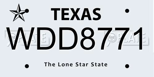 WDD8771 Texas License Plate