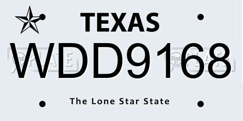 WDD9168 Texas License Plate