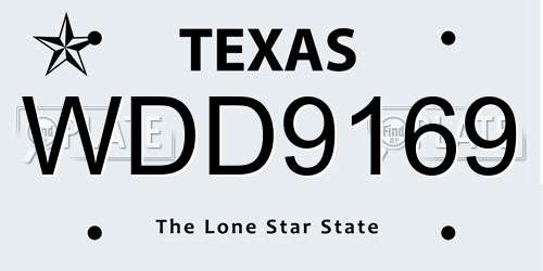WDD9169 Texas License Plate