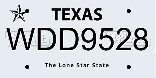 WDD9528 Texas License Plate