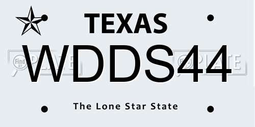 WDDS44 Texas License Plate