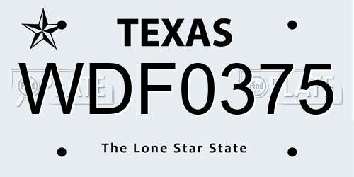 WDF0375 Texas License Plate