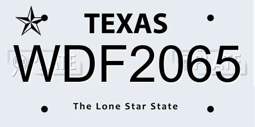 WDF2065 Texas License Plate