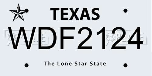 WDF2124 Texas License Plate