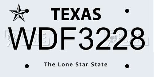 WDF3228 Texas License Plate