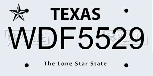 WDF5529 Texas License Plate