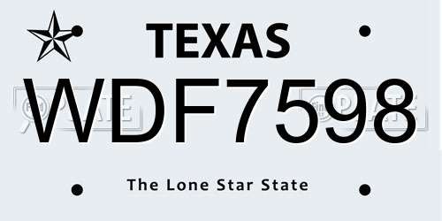 WDF7598 Texas License Plate