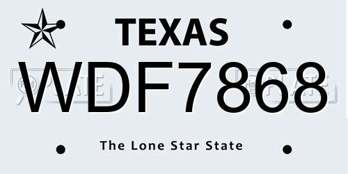 WDF7868 Texas License Plate