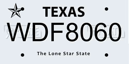WDF8060 Texas License Plate