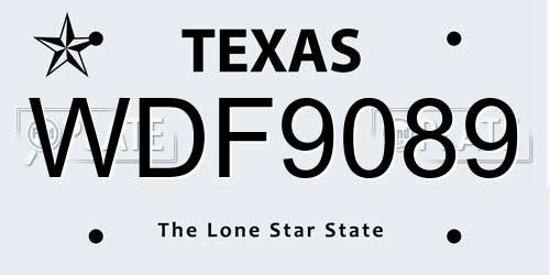WDF9089 Texas License Plate