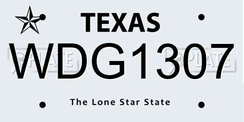 WDG1307 Texas License Plate