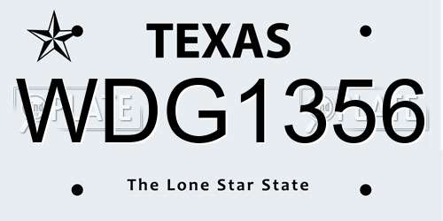 WDG1356 Texas License Plate