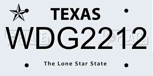 WDG2212 Texas License Plate