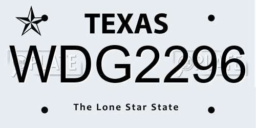 WDG2296 Texas License Plate