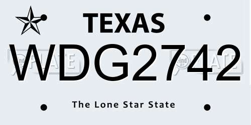 WDG2742 Texas License Plate