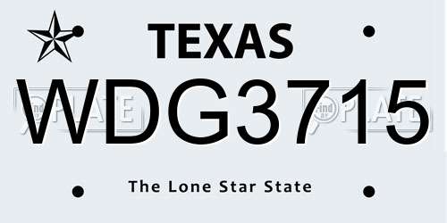 WDG3715 Texas License Plate