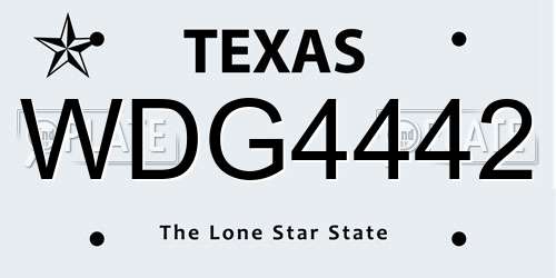 WDG4442 Texas License Plate