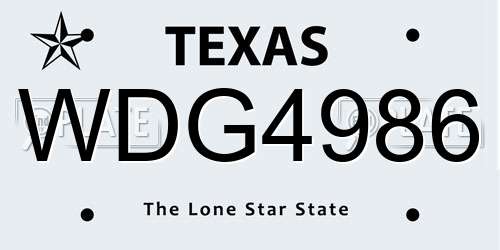 WDG4986 Texas License Plate
