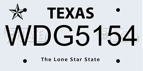 WDG5154 Texas License Plate