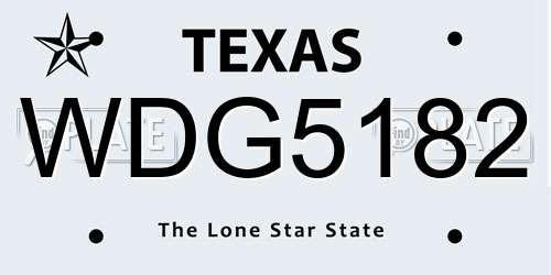 WDG5182 Texas License Plate