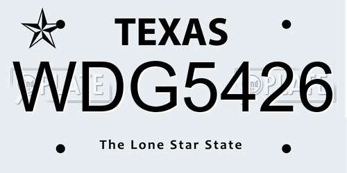 WDG5426 Texas License Plate