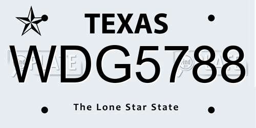 WDG5788 Texas License Plate