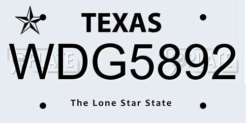WDG5892 Texas License Plate