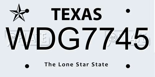 WDG7745 Texas License Plate