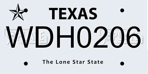WDH0206 Texas License Plate
