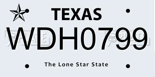 WDH0799 Texas License Plate