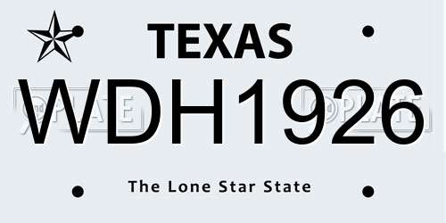 WDH1926 Texas License Plate