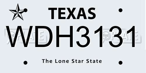 WDH3131 Texas License Plate