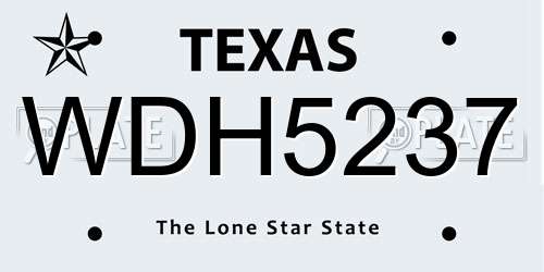 WDH5237 Texas License Plate