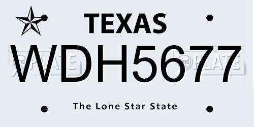 WDH5677 Texas License Plate