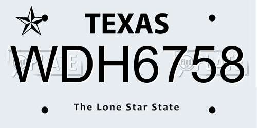WDH6758 Texas License Plate