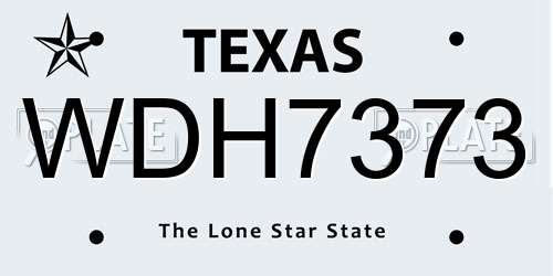 WDH7373 Texas License Plate