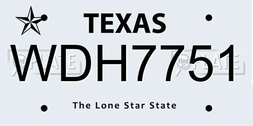WDH7751 Texas License Plate