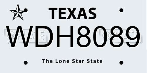WDH8089 Texas License Plate