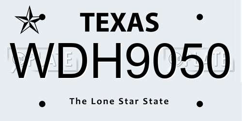 WDH9050 Texas License Plate