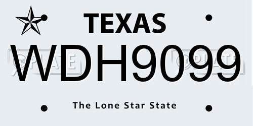 WDH9099 Texas License Plate