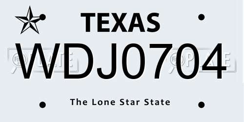 WDJ0704 Texas License Plate