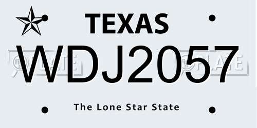 WDJ2057 Texas License Plate