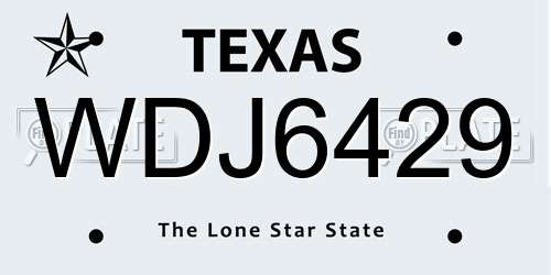 WDJ6429 Texas License Plate