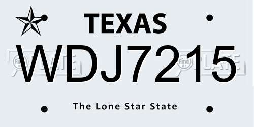 WDJ7215 Texas License Plate