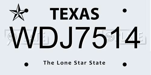 WDJ7514 Texas License Plate