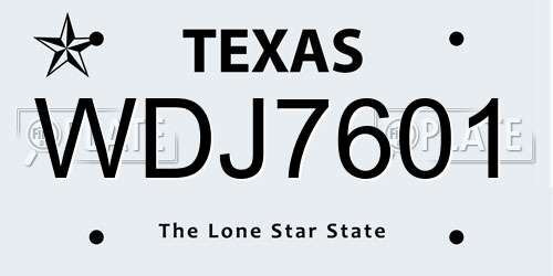 WDJ7601 Texas License Plate