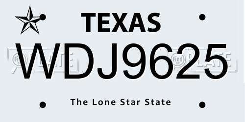 WDJ9625 Texas License Plate