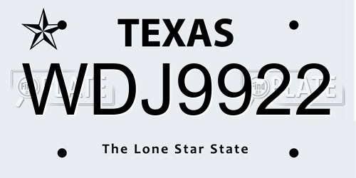 WDJ9922 Texas License Plate
