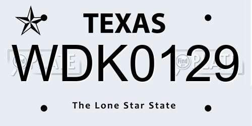WDK0129 Texas License Plate